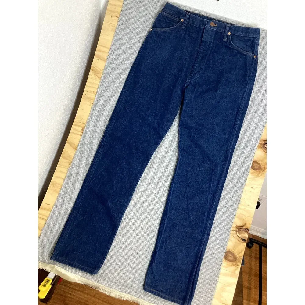 Wrangler Jeans Cowboy Cut Mens 36X36 Blue Dark Wash Straight Workwear Tall 13MWZ
